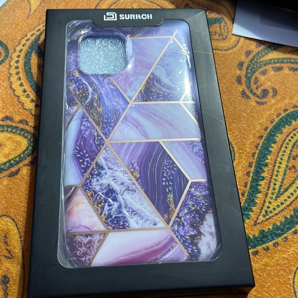 Surich never used purple marble two piece IPhone 12 Pro Maxx phone case